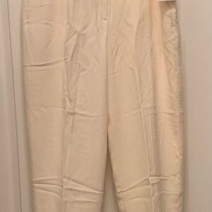 NWT Liz Claiborne Silk Elegant Cream Women's Cuffed Pants Size 16